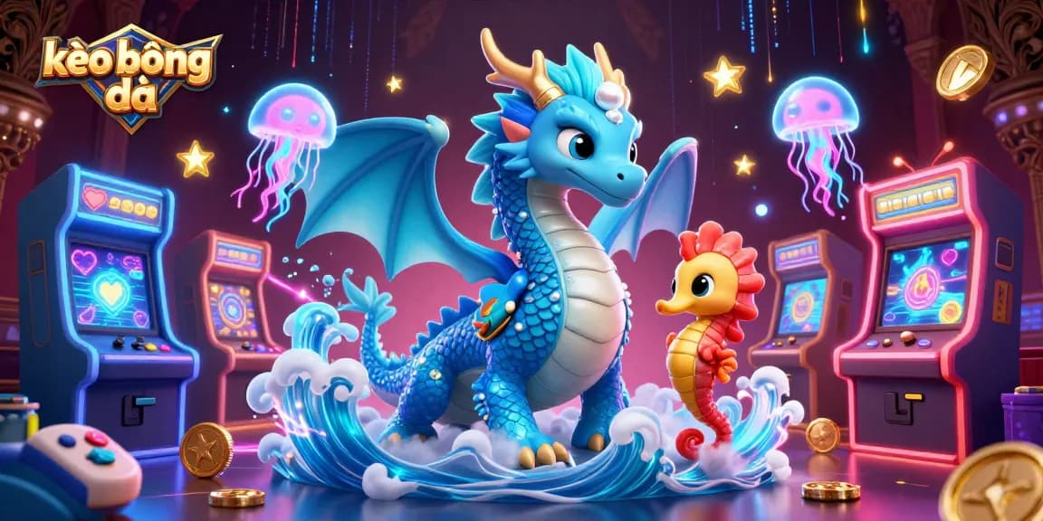 Engage in kèo bóng đá excitement with a vibrant underwater scene of a dragon, seahorse knight, and jellyfish.