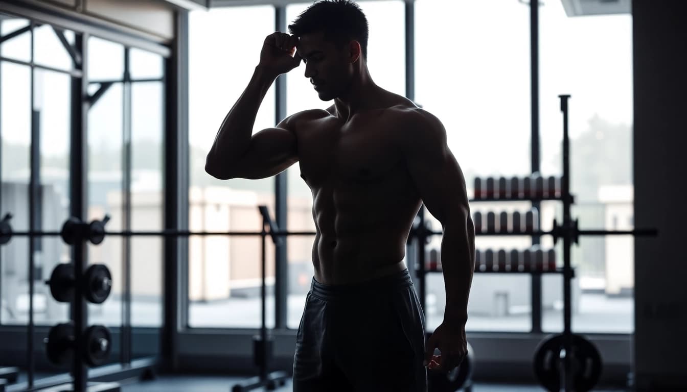 Bild eines muskulösen Körpers mit Unique Pharma Steroids im Fitnessstudio