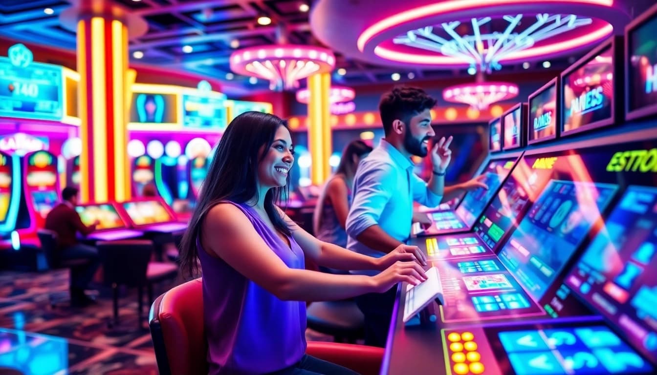 Erlebe spannende Spielerlebnisse mit online casino spielen in einem modernen Casino-Setting.