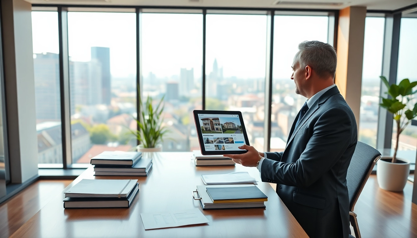 Immobilienmakler Frankfurt Preungesheim präsentiert ein modernes Immobilienangebot in stilvollem Büro.