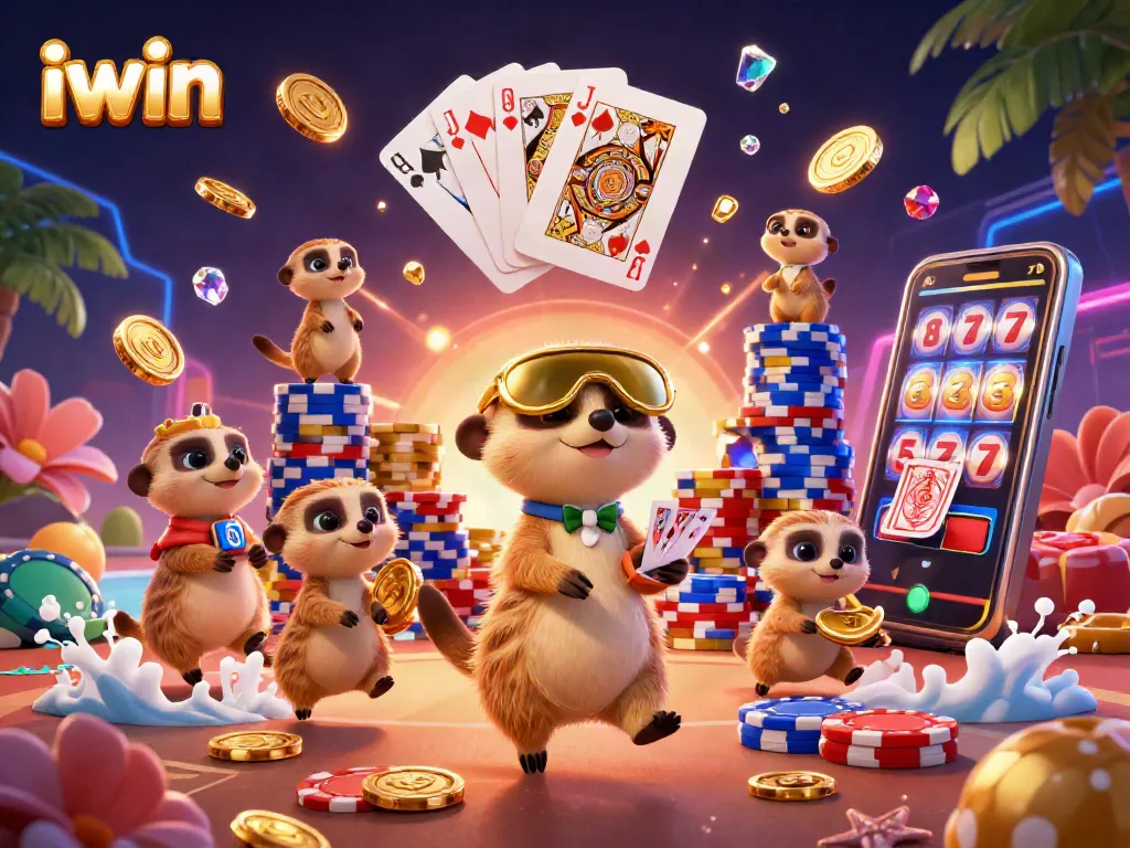 Engage in thrilling gameplay at iwin casino with immersive meerkats running a vibrant casino operation.