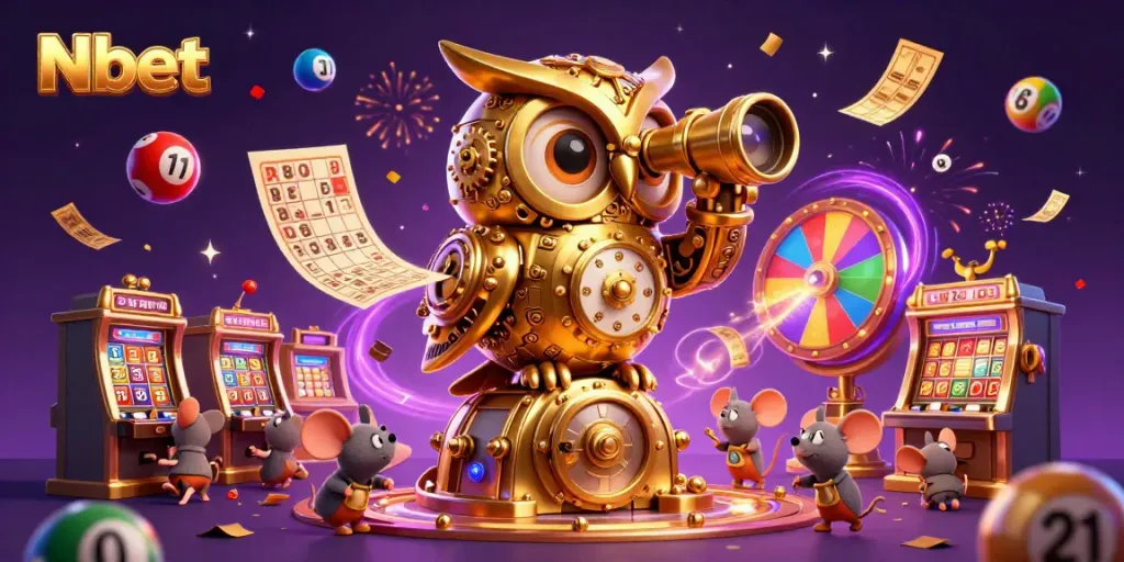 Experience thrilling gameplay at Nbet with a captivating 3D casino illustration featuring unique characters and dynamic elements.