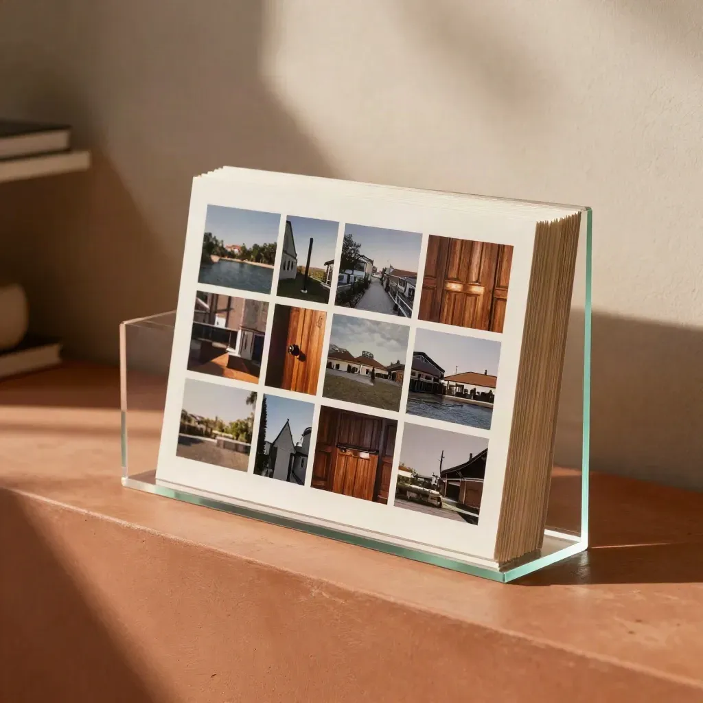 Campaign-Proofboards neben Acrylblock in warmem Studio-Licht