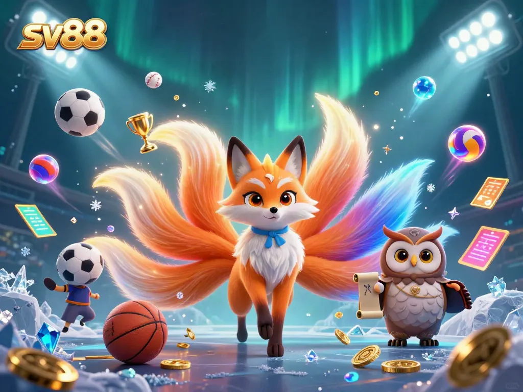 Experience thrilling sports betting with sv88 in a vibrant 3D digital illustration, showcasing excitement and competition.