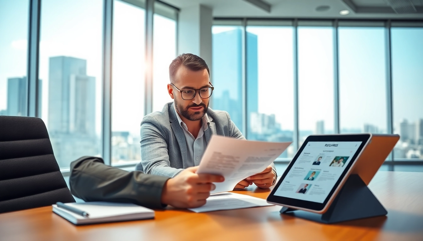 Headhunter Ingenieure helfen einem Ingenieur bei der Jobsuche und Lebenslaufprüfung im Büro.