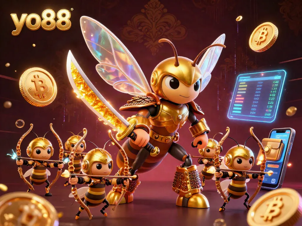 Engage with yo88's immersive gaming experience featuring vibrant 3D characters and crypto elements.