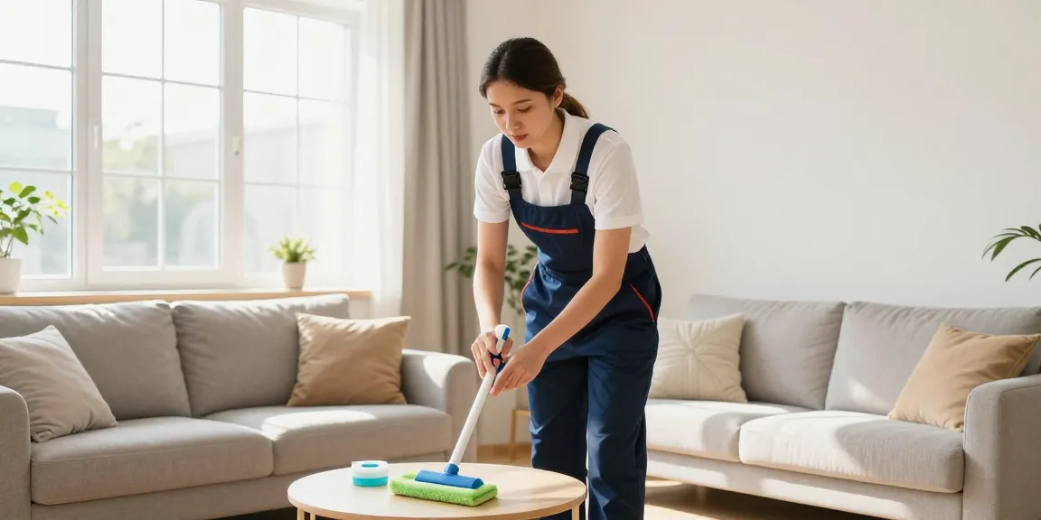 Expert wohnungsabgabe reinigung in a cozy living room, showcasing meticulous cleaning and organization.