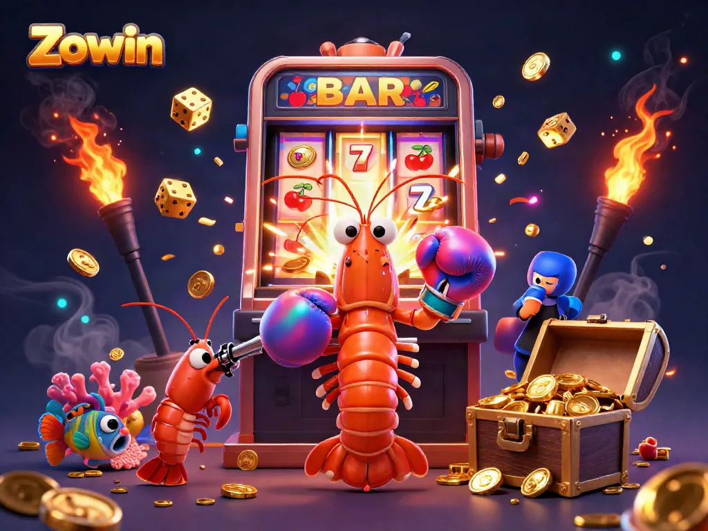 Experience thrilling gameplay at Zowin with vibrant slot machines and interactive characters.