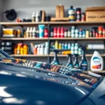 Autopflege Shop zeigt hochwertige Pflegeprodukte für Autos in einem modernen Geschäft.