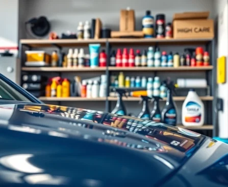 Autopflege Shop zeigt hochwertige Pflegeprodukte für Autos in einem modernen Geschäft.