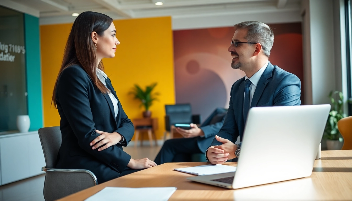 Headhunter Schweiz führt ein professionelles Interview mit einem Kandidaten in modernem Büro.