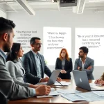 Headhunter Schweiz bespricht Stellenangebote mit Klienten in einem modernen Büro.