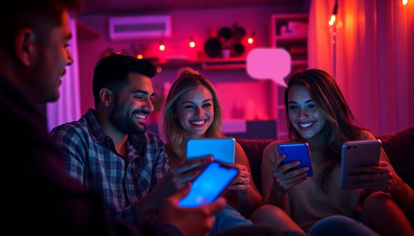 Engaging scene of lively sex chat interactions in a cozy digital environment.