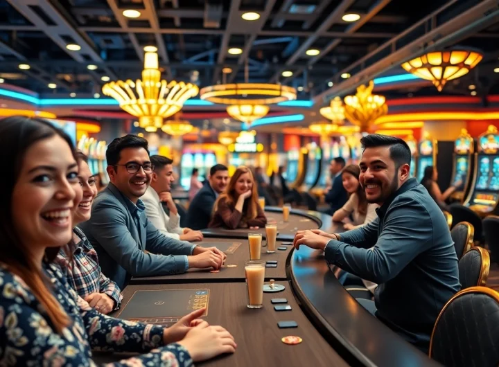 A legjobb online kaszinó élményének izgalmas pillanatai játékosokkal és csillogó asztalokkal.