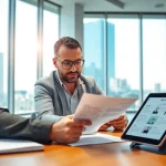 Headhunter Ingenieure helfen einem Ingenieur bei der Jobsuche und Lebenslaufprüfung im Büro.