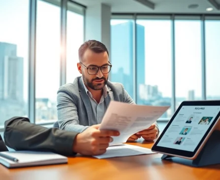 Headhunter Ingenieure helfen einem Ingenieur bei der Jobsuche und Lebenslaufprüfung im Büro.