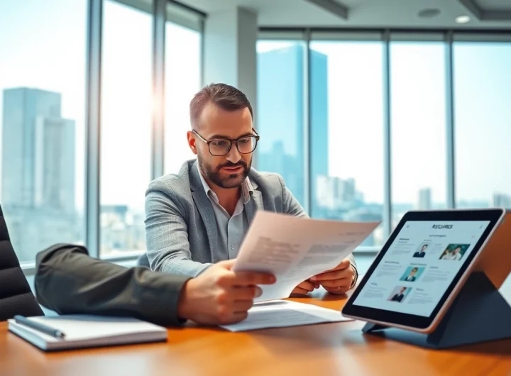 Headhunter Ingenieure helfen einem Ingenieur bei der Jobsuche und Lebenslaufprüfung im Büro.